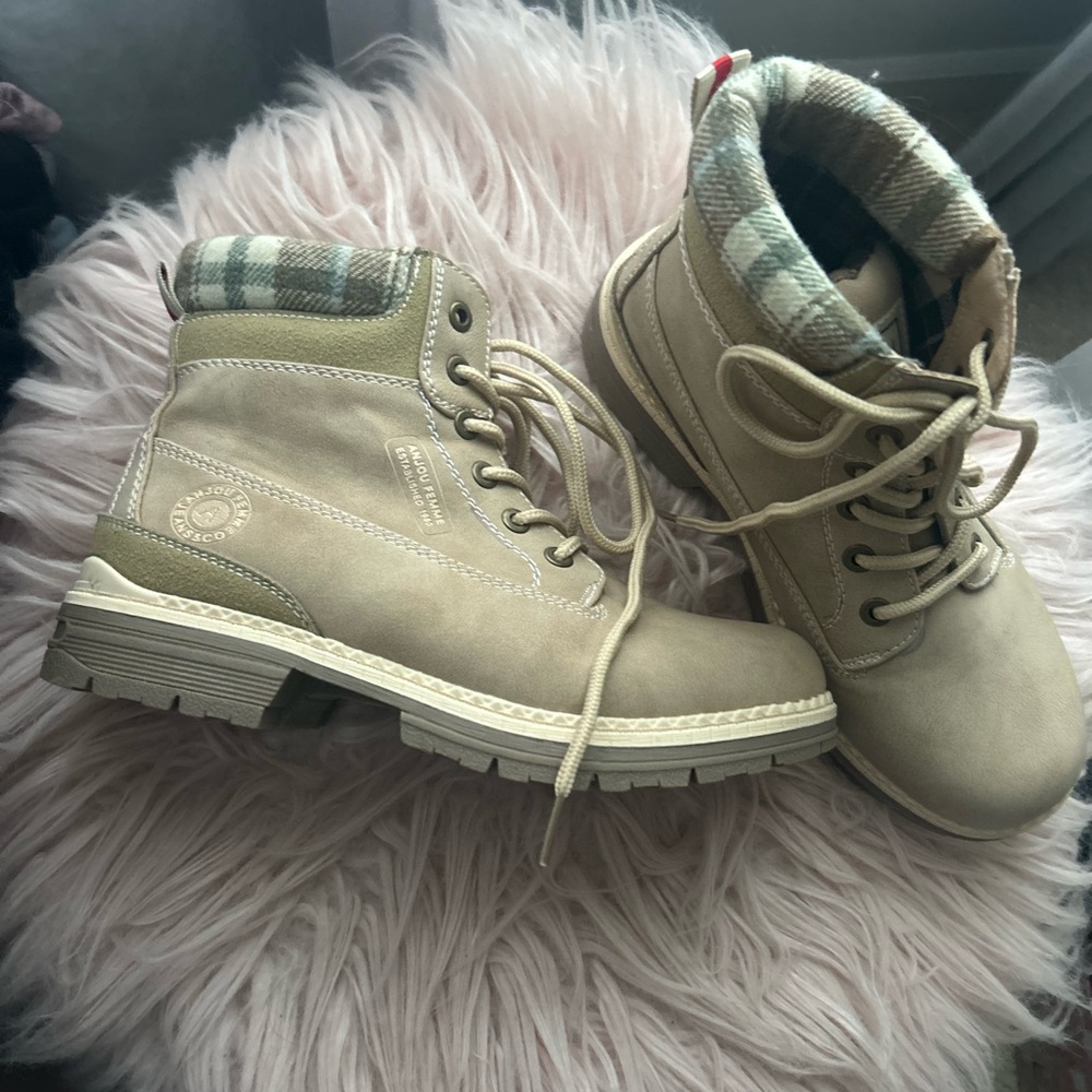Beige Ankle Hiking Boots